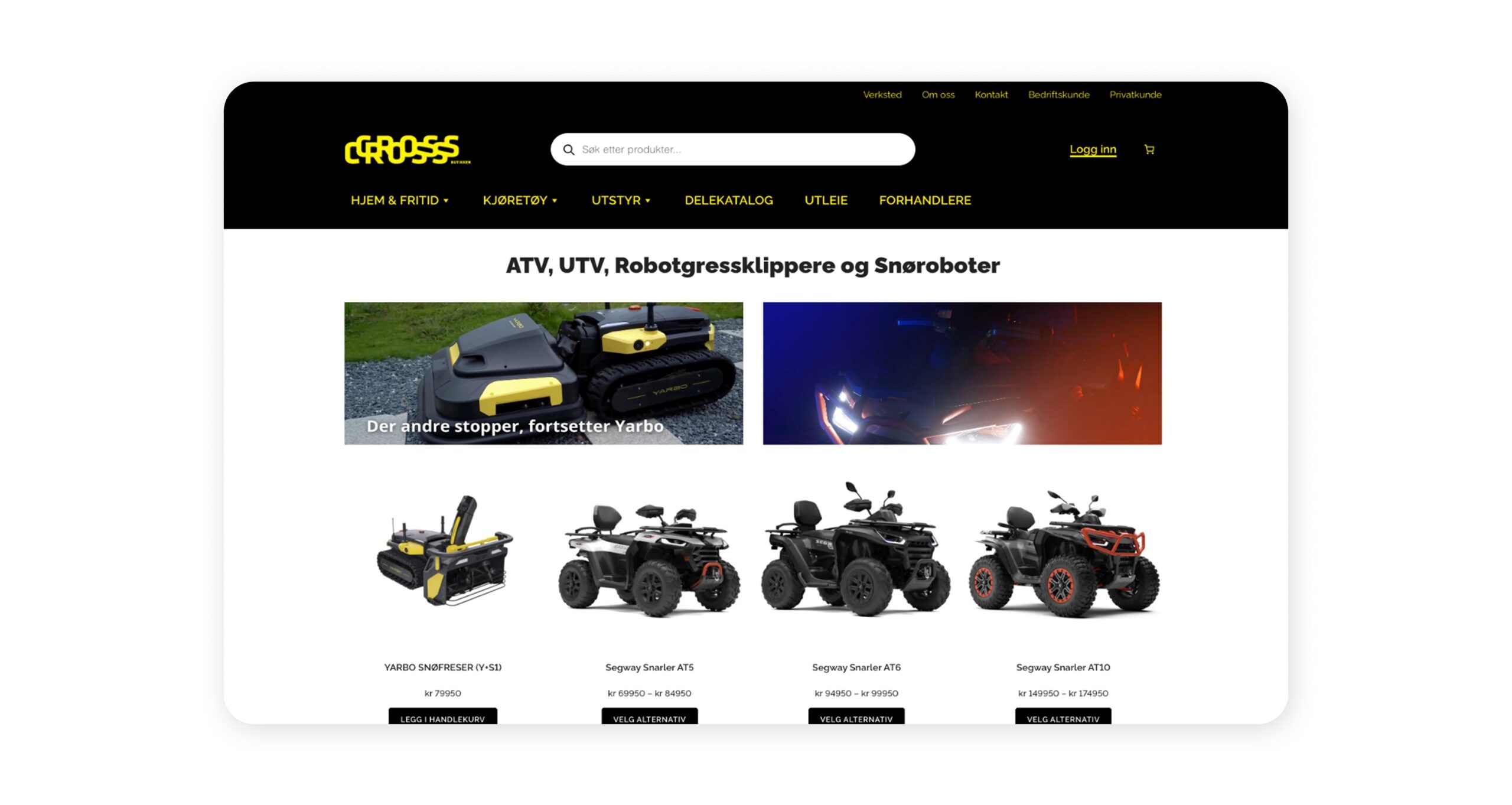 Crossbutikken front page